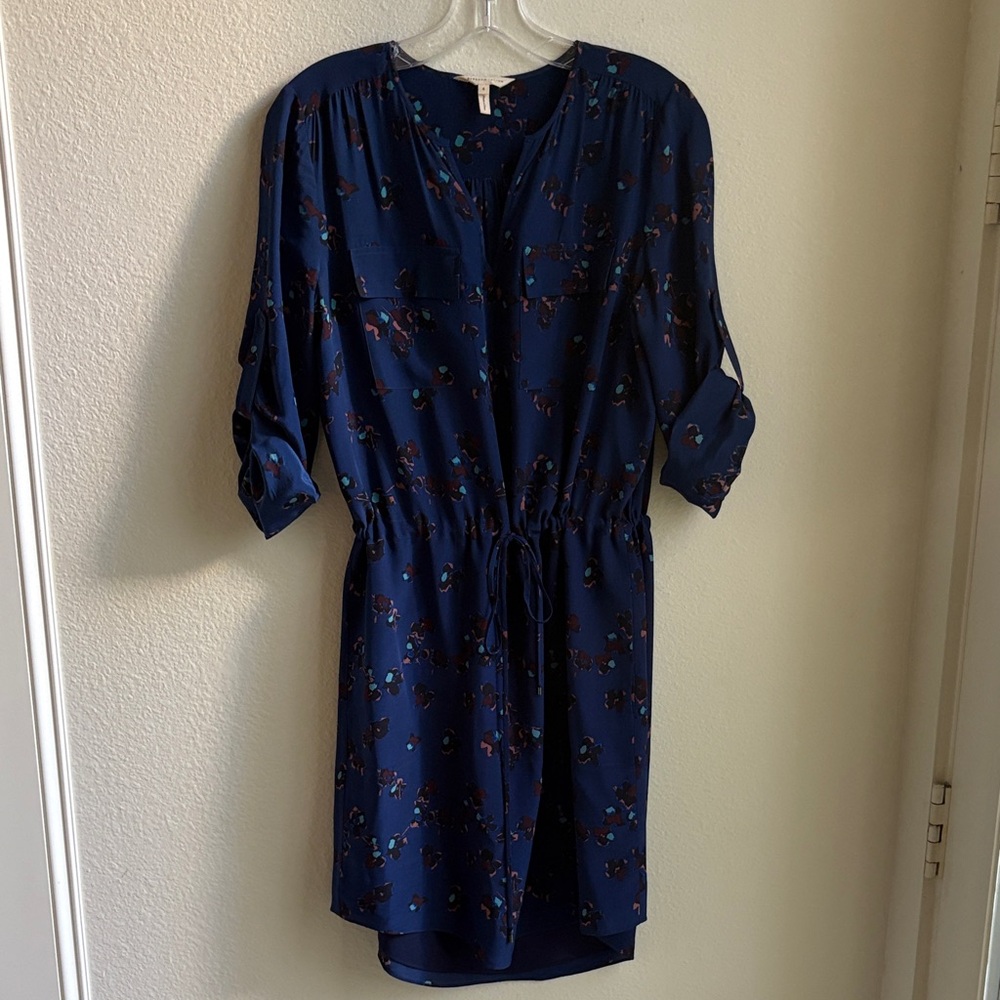 Rebecca Taylor Dark Blue Floral Long Sleeve Dress size 4